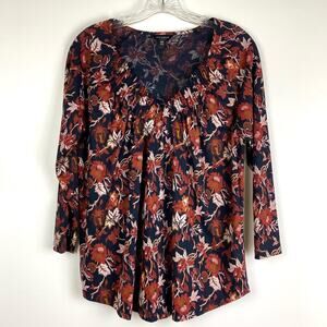 Lucky Brand Navy Floral Top Women’s Size Medium